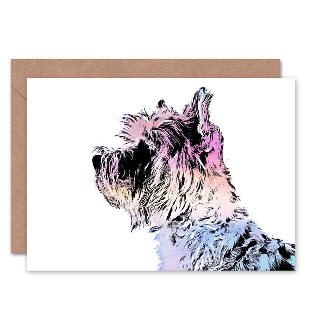 Wee Blue Coo Blue Wee Coo Greeting Gift Painting Dog Scottish Terrier Scottie Cool Colours Sealed Greeting Card Plus Envelope Blank Inside