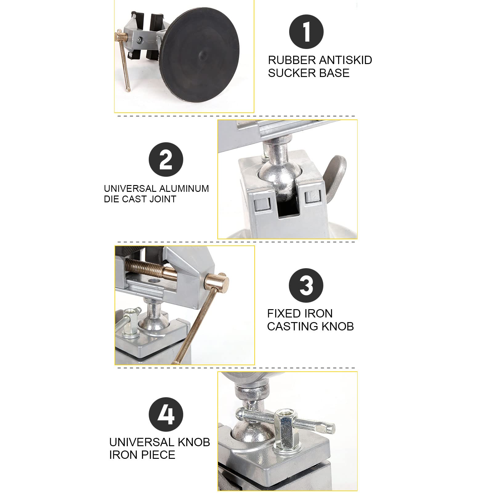 Étau de Serrage D'établi - Étau Rotatif à 360 Degrés Mini étau de Banc Table de Travail Pince Rotative Pivotante avec Base à Ventouse pour la Réparation de Montres Électronique