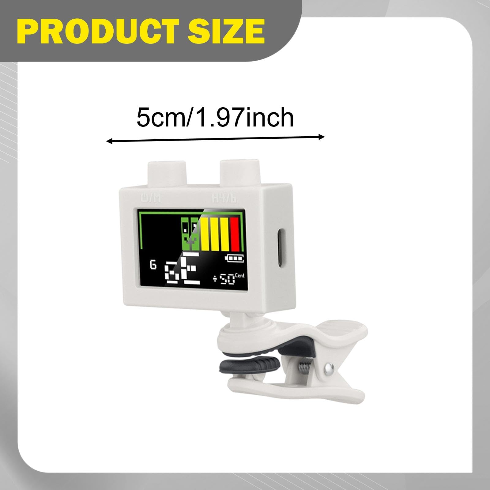 Colcolo Afinador Guitarra Digital Electrónico Metronomo y Afinador Profesional Integrado Cuerpo Compacto y Resistente Adecuado para Bajistas y Violinistas, blanco