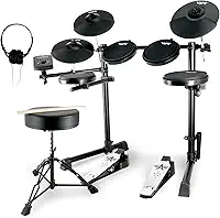 Bateria Elétrica Bateria Eletrônica Para Iniciantes Bateria Elétrica Com Almofadas De Silicone Silenciosas 20 Baterias 350 Sons 2 Pedais Baquetas Bluetooth Banco De Bateria Fone De Ouvido Cab