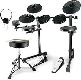 Bateria Elétrica Bateria Eletrônica Para Iniciantes Bateria Elétrica Com Almofadas De Silicone Silenciosas 20 Baterias 350 Sons 2 Pedais Baquetas Bluetooth Banco De Bateria Fone De Ouvido Cab