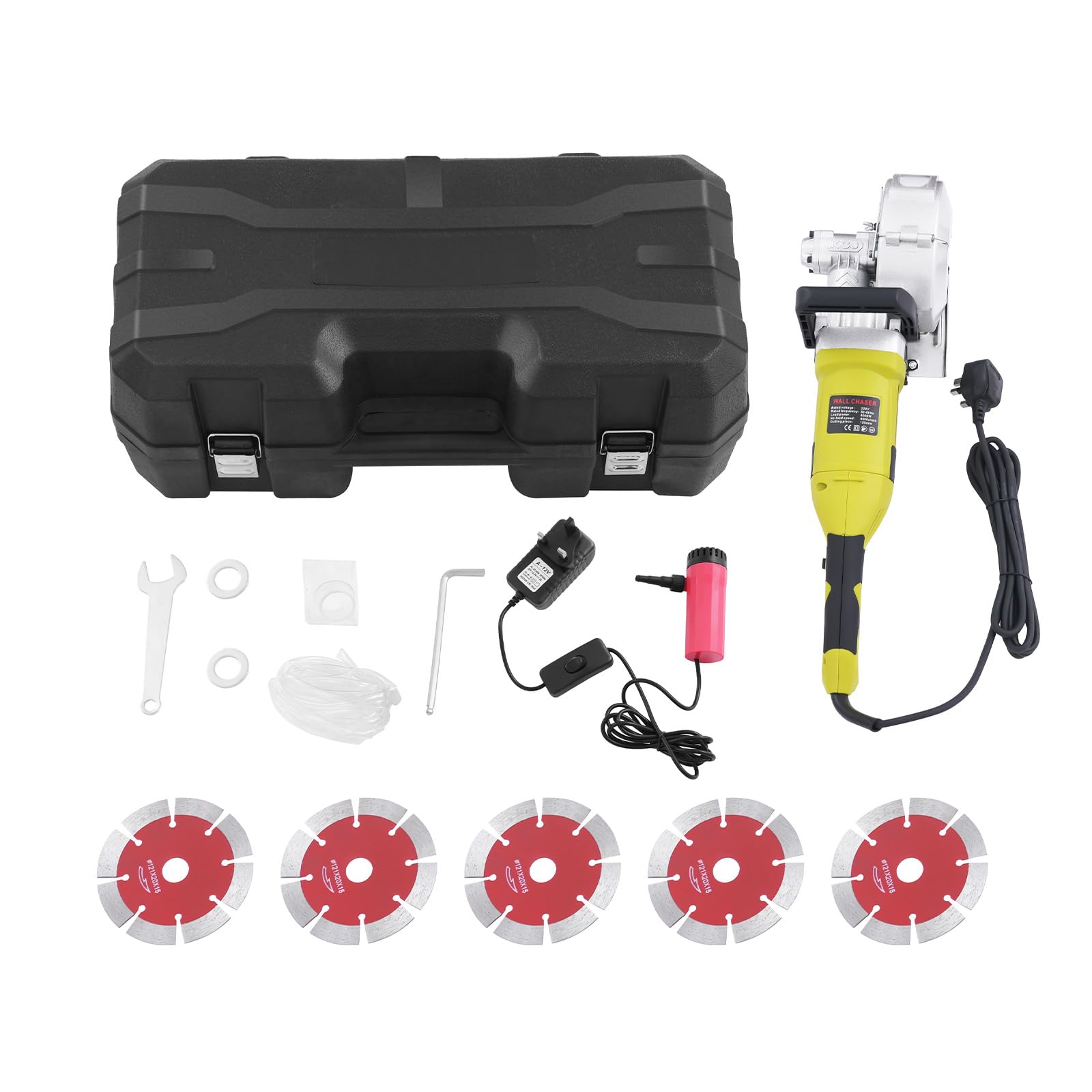Wall Chaser Machine with Five-Blade, Wall Slotting Machine Cutting, Depth Adjustable Green 4000W