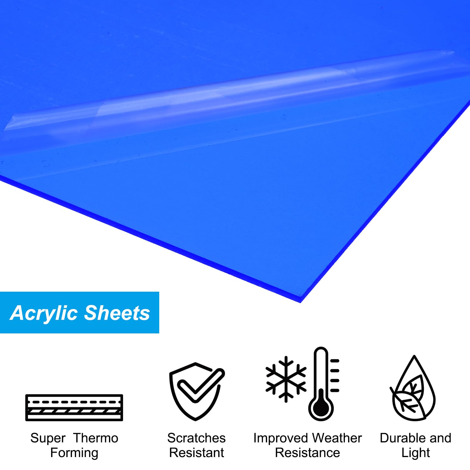 PATIKIL 1/8 Zoll Dicke Acrylplatten 5Pack 16x12 Zoll Kunststoffplatten Farbtafeln Für Schilder DIY Malerei Kunsthandwerk Blau