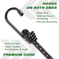 Vista 5 de RIO Direct Cuerdas elásticas con ganchos de 12 pulgadas – Cuerdas elásticas negras resistentes al aire libre – Varios tamaños correas elásticas