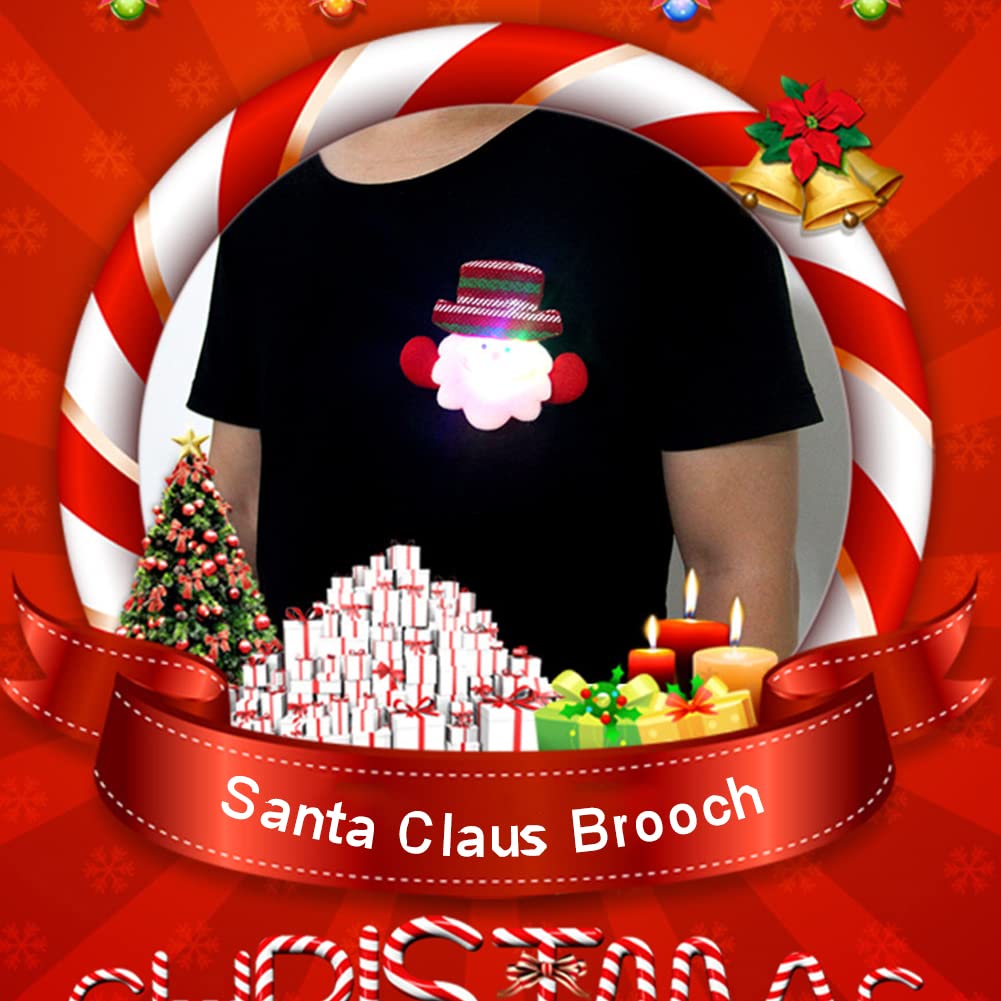 Broches de Noël à LED Broche de Noël Broches de Noël Clignotantes à LED Broche de Noël Broches Broche de Noël Lumineuse LED Broche de Décoration de Noël Épingles de Noël pour Thème de Noël 2 Pièces