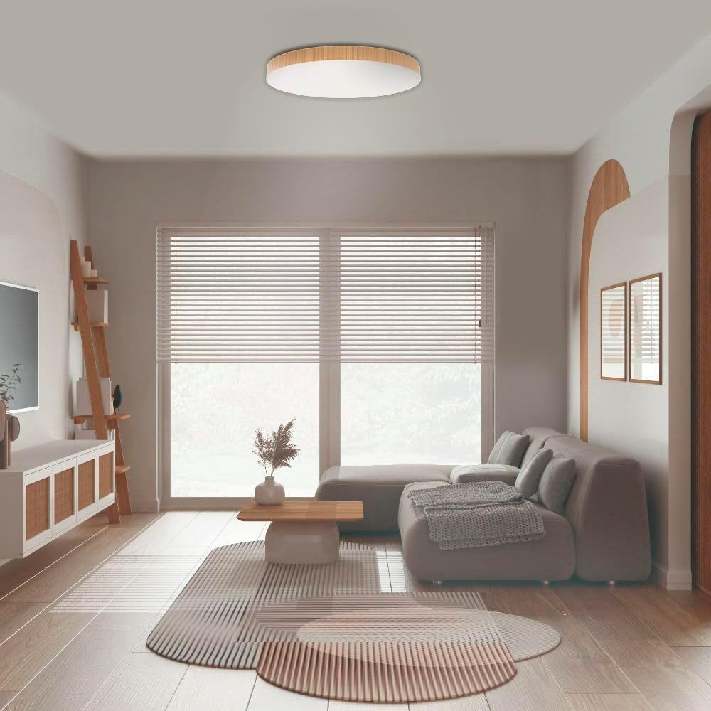 M Ledme - Plafonnier LED Neox 50 W bois, température de couleur CCT, idéal pour cuisine, balcon et chambre, Wood