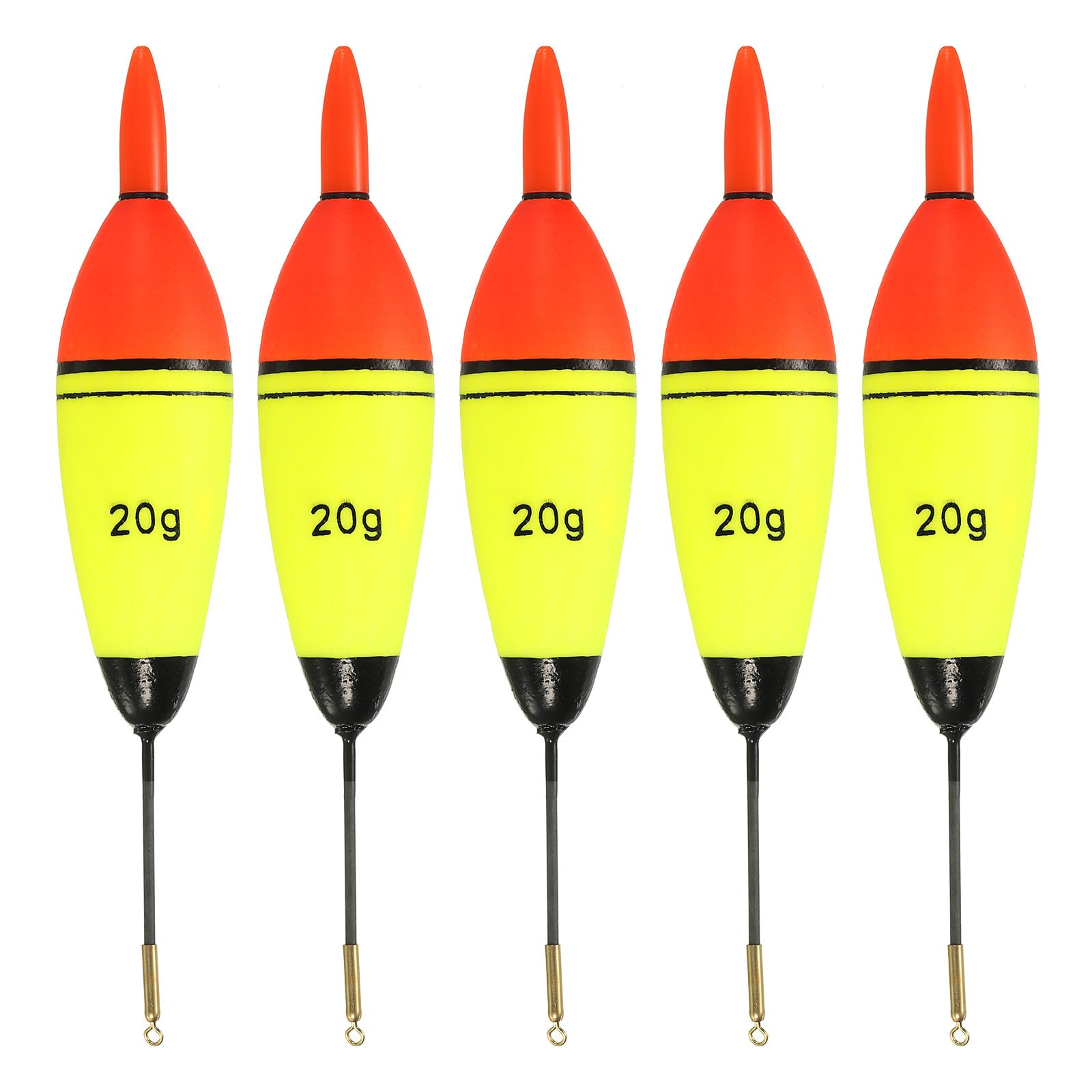 PATIKIL 0.5oz Lighted Fishing Slip Bobbers, 5 Pack EVA Light Up in Red Fishing Float for Night Fishing, Multicolor
