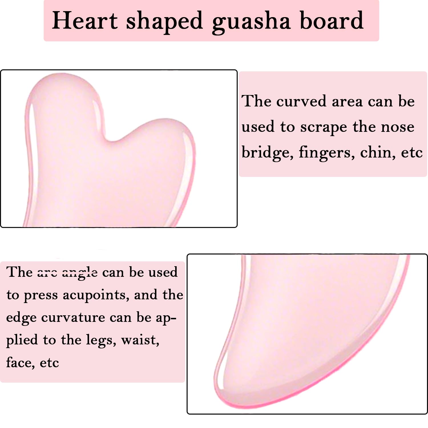Gua Sha,Scraping Tools, Heart-Shaped Powder Crystal Roller Massage Board Set, Men's and Women's self-Care Gifts, Facial, Eye - Image 4