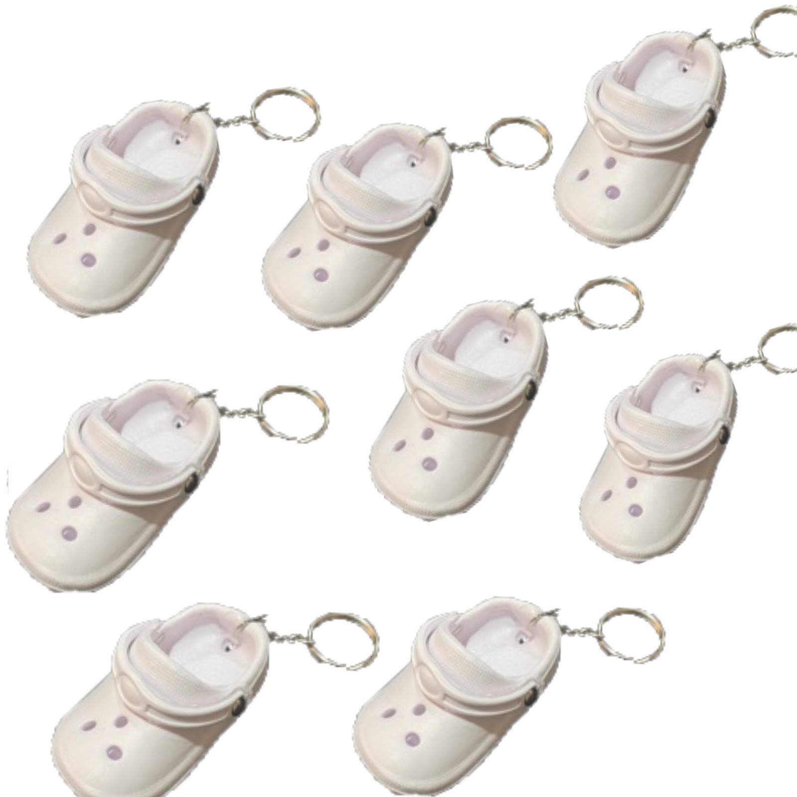BiblebanzCute Adorable Rare White Rubber Slipper - Croc Keychain - Bulk Pack - Mini Shoe Key Chains - DIY Color Your Own Paintable - Makes Nice Gift (12 Count)