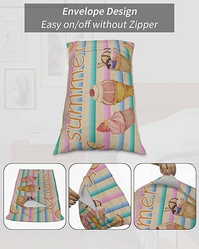 Miniatura 7 de Ice Cream Summer Lemon King Size Pillowcases, Soft Bed Throw Pillow Covers Sham Luxury Decorative Sofa Couch Long Body Lumbar Bolster Cushion Case