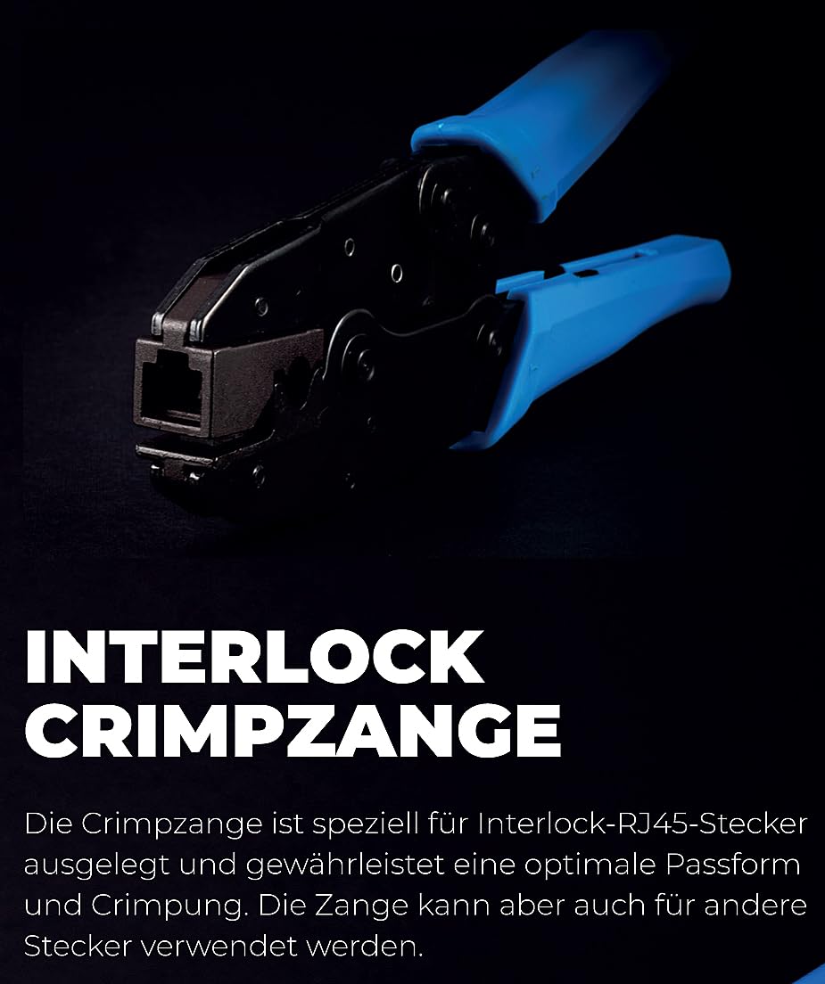 1aTTack.de - Pince à sertir pour fiches modulaires RJ45, interlock, câbles réseau Flex Armor