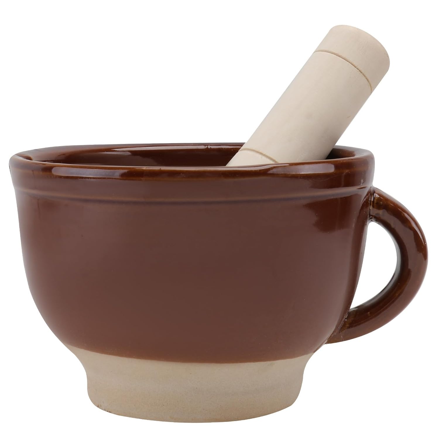 VICASKY Ceramic Garlic Masher and Spice Bowl with Wooden Pestle, Large Kitchen Mortar and Pestle Set for Crushing Garlic, Chilies, in Cooking
