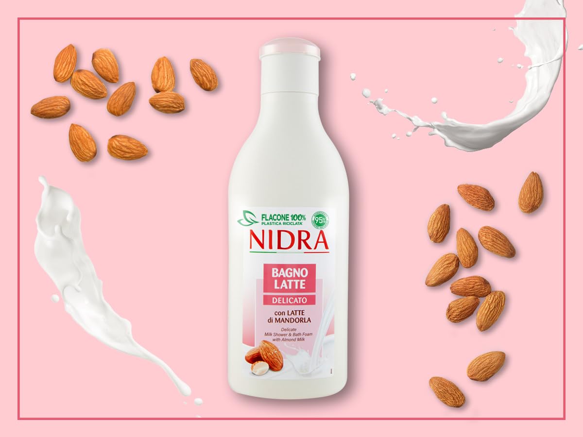 NIDRA | Bagnolatte Delicato, con Latte di Mandorla, Proteine del Latte, Dermatologicamente Testato, Made in Italy, 6x750 ml