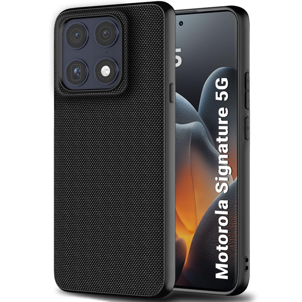 TheGiftKart Back Cover Case for Motorola Moto Signature 5G | Slim & Lightweight | Ultra-Premium Design | Camera Protection Bump | Fabric Texture Case Cover (PC & TPU, Black)-picture-16