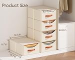 DIMJ Stackable Closet Drawers Organizers - 4 Pack Fabric Basket Foldable Clothing Storage Bins with Reinforced Handles for Wardrobe, Bedroom, Dresser,Shelves (Beige)