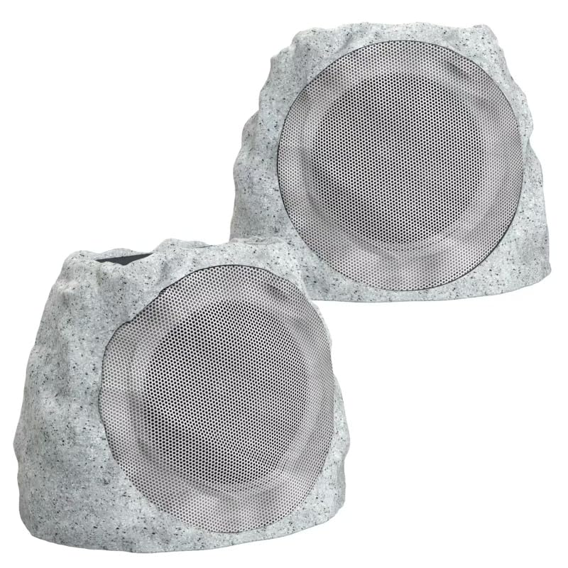 Outdoor Speakers Bluetooth Waterproof Patio TWS Connection Outdoor Bluetooth Speakers Wireless Solar Powered and Rechargeable Rock Speaker for Patio Pool,Backyard (Gray Marble, 2 Pack)