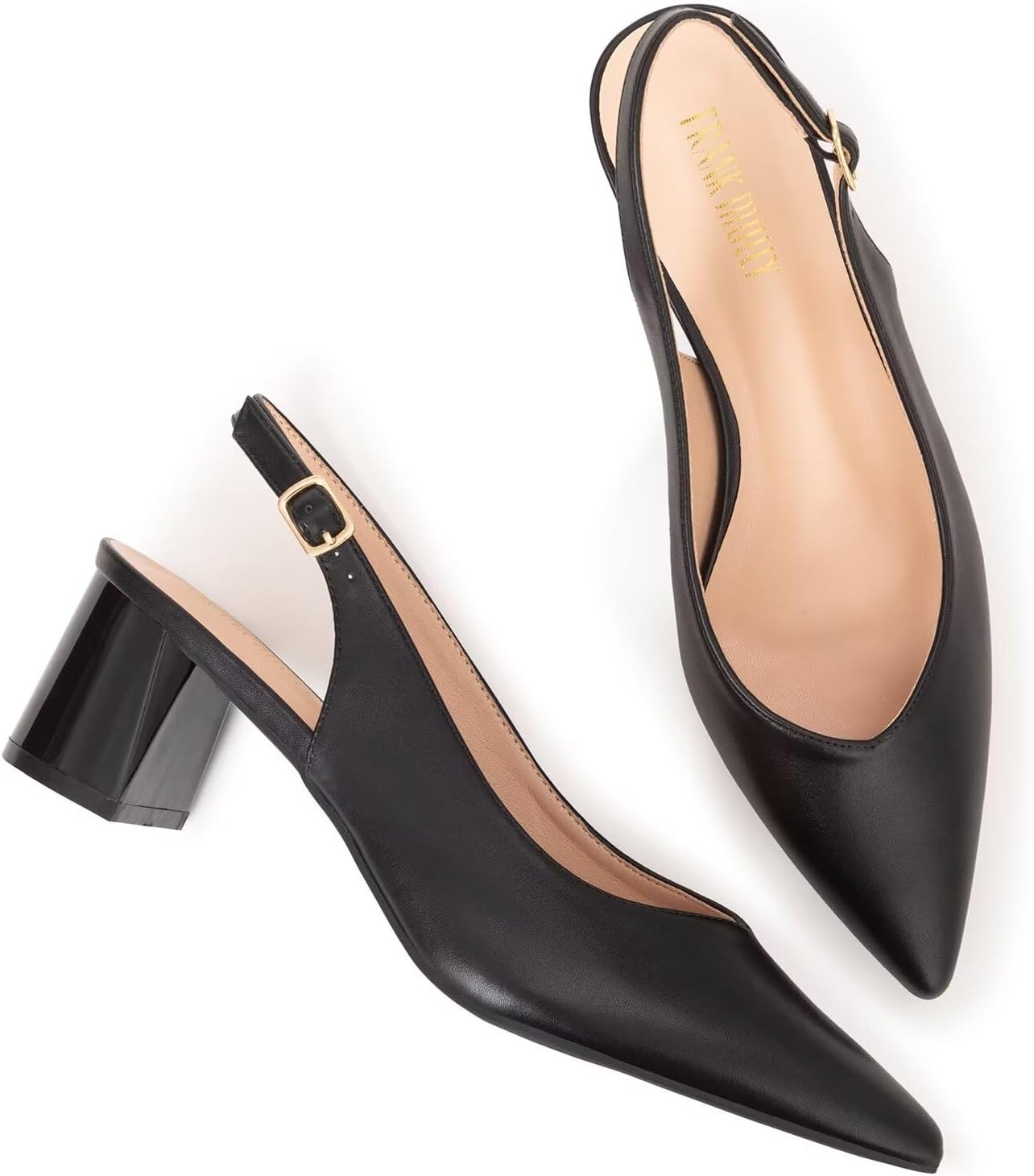 Frank Mully Women's Slingback Heels Pointed Toe Work Pumps Comfortable Chunky Pumps Closed Toe Stylish Dressy Shoes - Image 5
