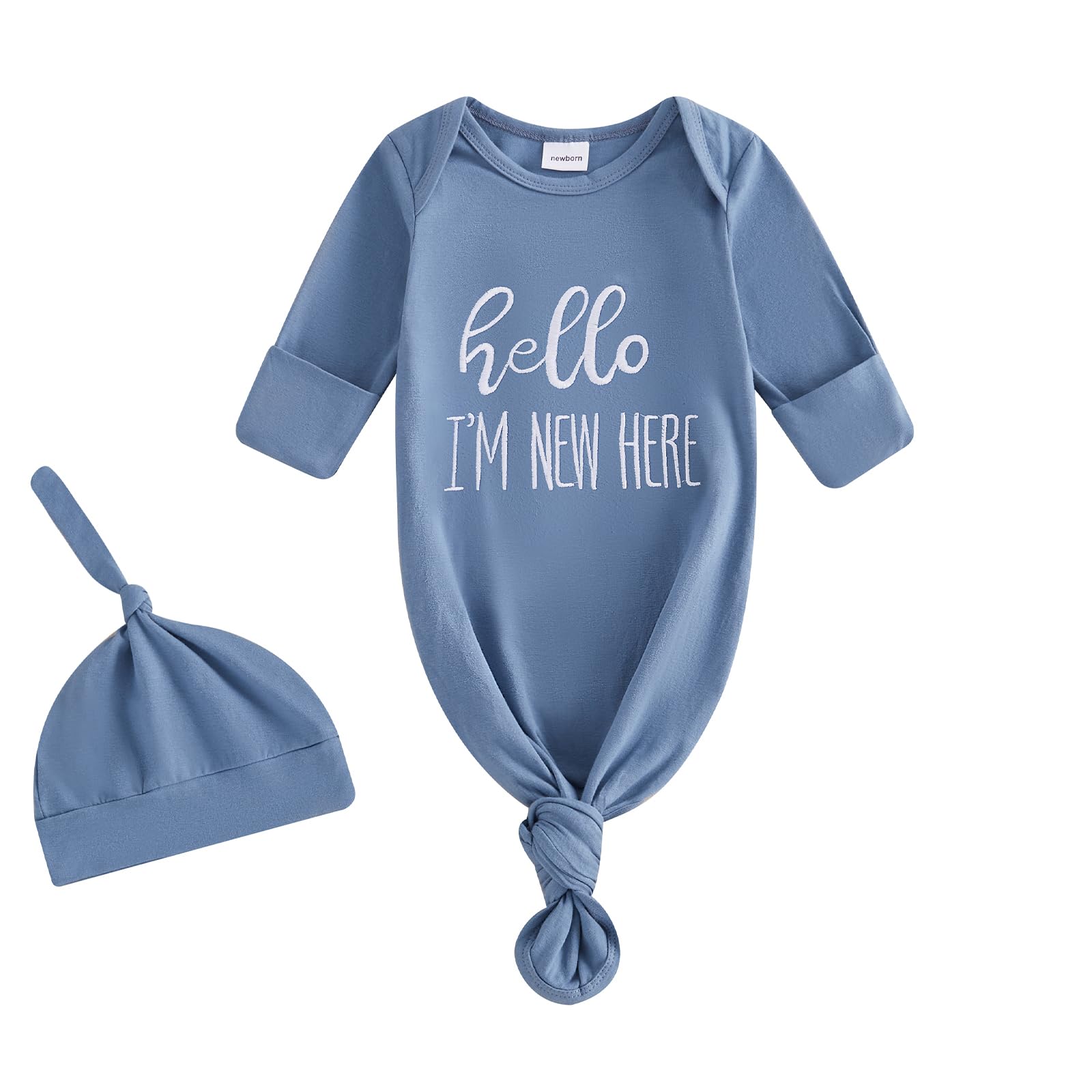 Baby Girl Boy Sleeping Waffle Bag Letter Embroidery Long Sleeve Sleep Striped Sack with Hat 2 Piece Set for Fall