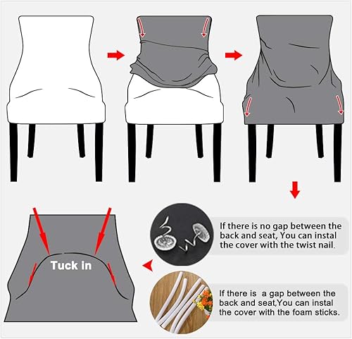 Miniatura 6 de Lellen - Funda protectora de terciopelo elástica para silla de orejas , funda protectora reutilizable para comedor, banquete, decoración del hogar,