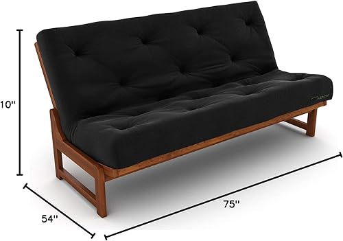 Miniatura 2 de Nirvana Futons Colchón de futón extra grueso de alta calidad de 10 pulgadas, sarga negra, fabricado en Estados Unidos