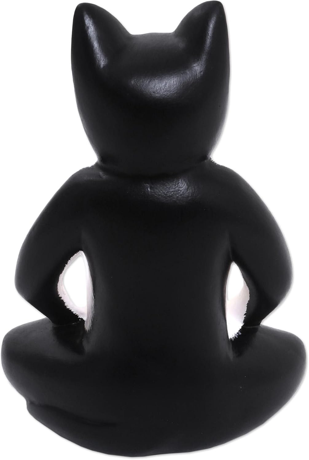 NOVICA Yoga Cat Wood Statuette