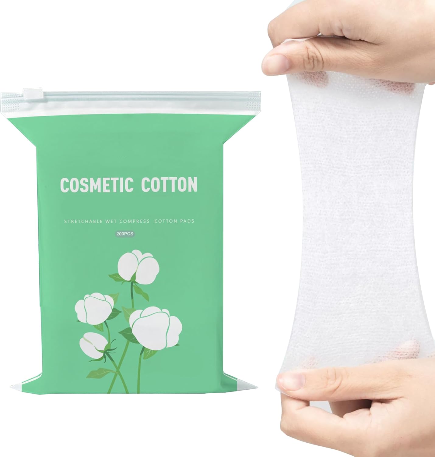 EKIND 200 Pcs Premium Stretchable Cosmetic Cotton Pads, Combination of Open & Unopened Holes, Moisturizing Facial Makeup Cotton, for Women’s Beauty and Personal Care