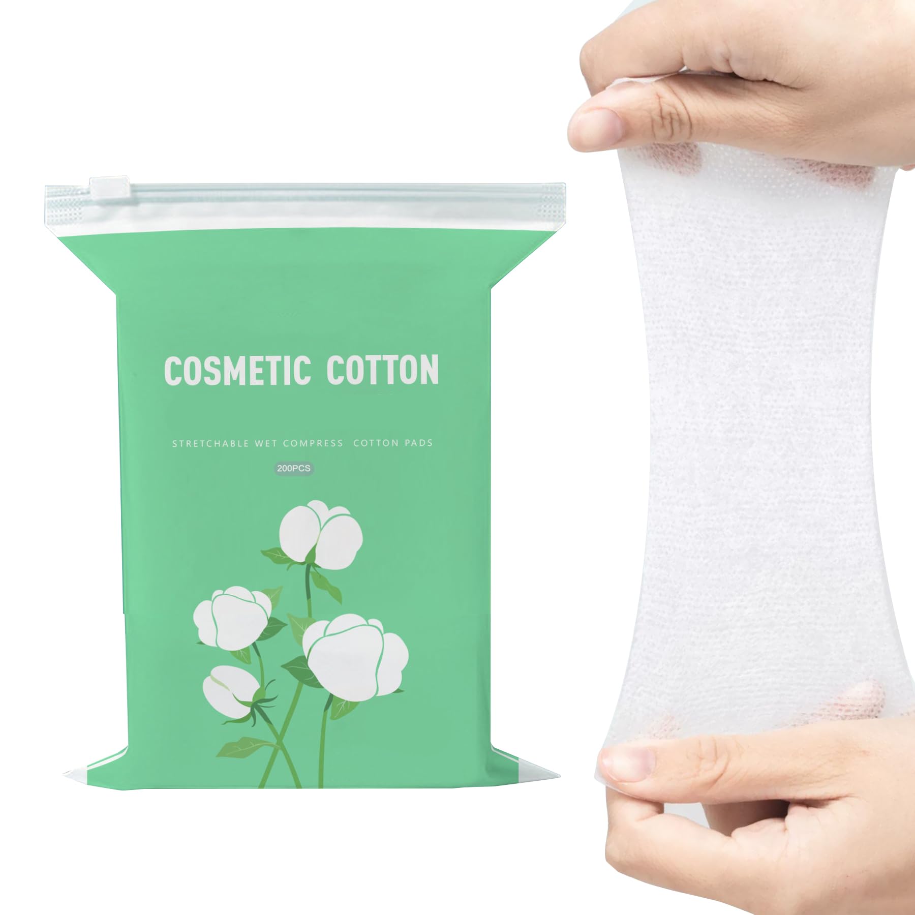EKIND 200 Pcs Premium Stretchable Cosmetic Cotton Pads, Combination of Open & Unopened Holes, Moisturizing Facial Makeup Cotton, for Women's Beauty and Personal Care