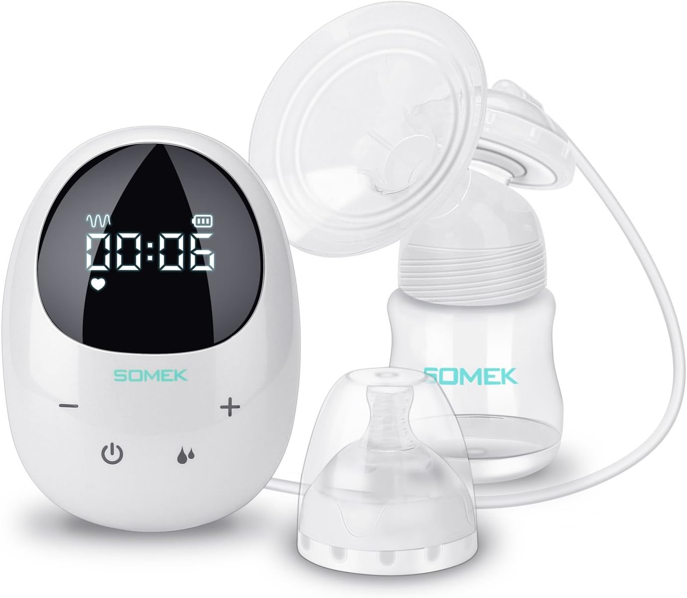 Electric Breast Pump, SOMEK Single Breast Milk Pump with Backflow Protector, Portable Breastfeeding Pump, Touch Screen LCD Display 9 Levels Suction, Super-quiet, USB Rechargeable FDA, BPA-Free