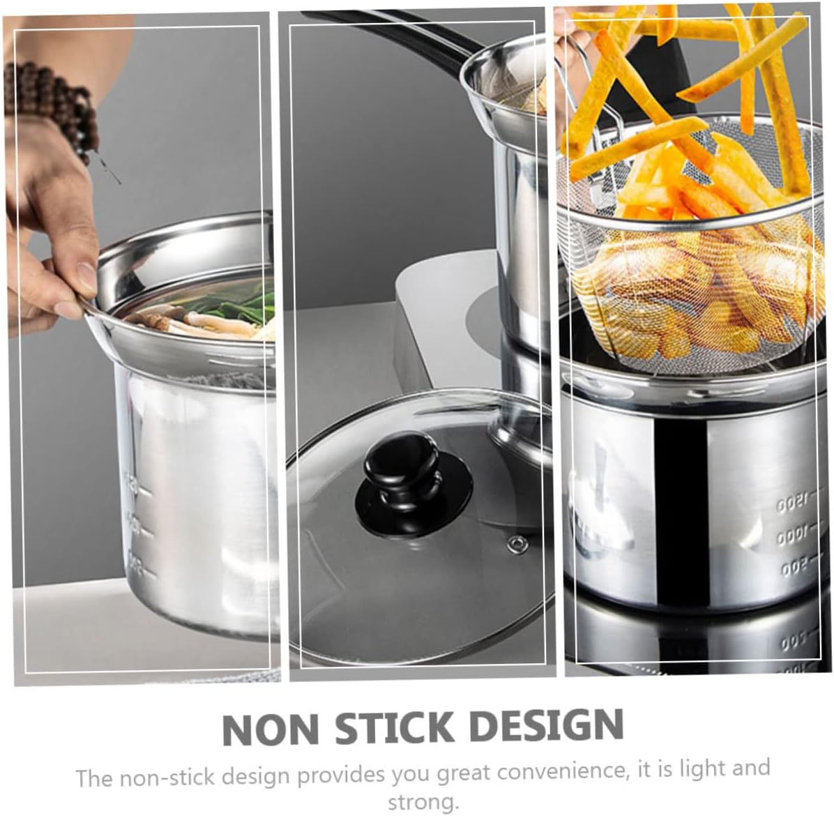 Mobestech 1set Noodle Cooking Pot Frying Basket Non-stick Design for Easy Cleaning Ergonomic Handle for Making Pasta and Fried Foods