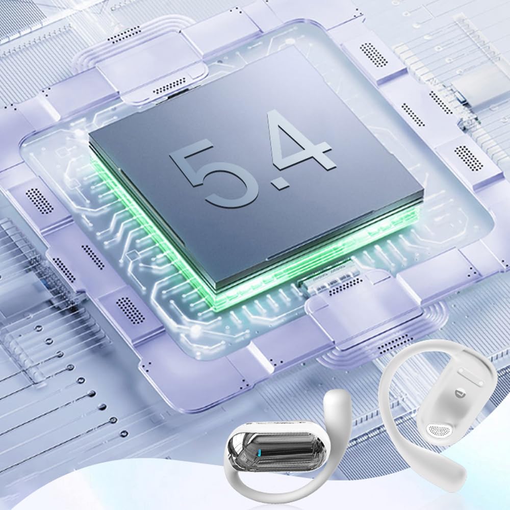 SLuB Cuffie wireless a conduzione aerea | Bluetooth 5.4 | Chiamate nitide | Mono/stereo | Accoppiamento automatico | Custodia ad alta capacità | Ideali per sport, pendolarismo, gaming(beige)