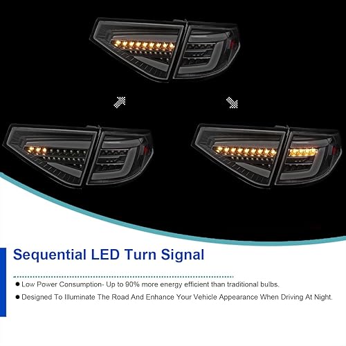 Miniatura 5 de Spec-D Tuning Luces traseras secuenciales LED de carcasa transparente de carcasa negra, compatibles con Subaru Impreza 2008-2011, conjunto de par