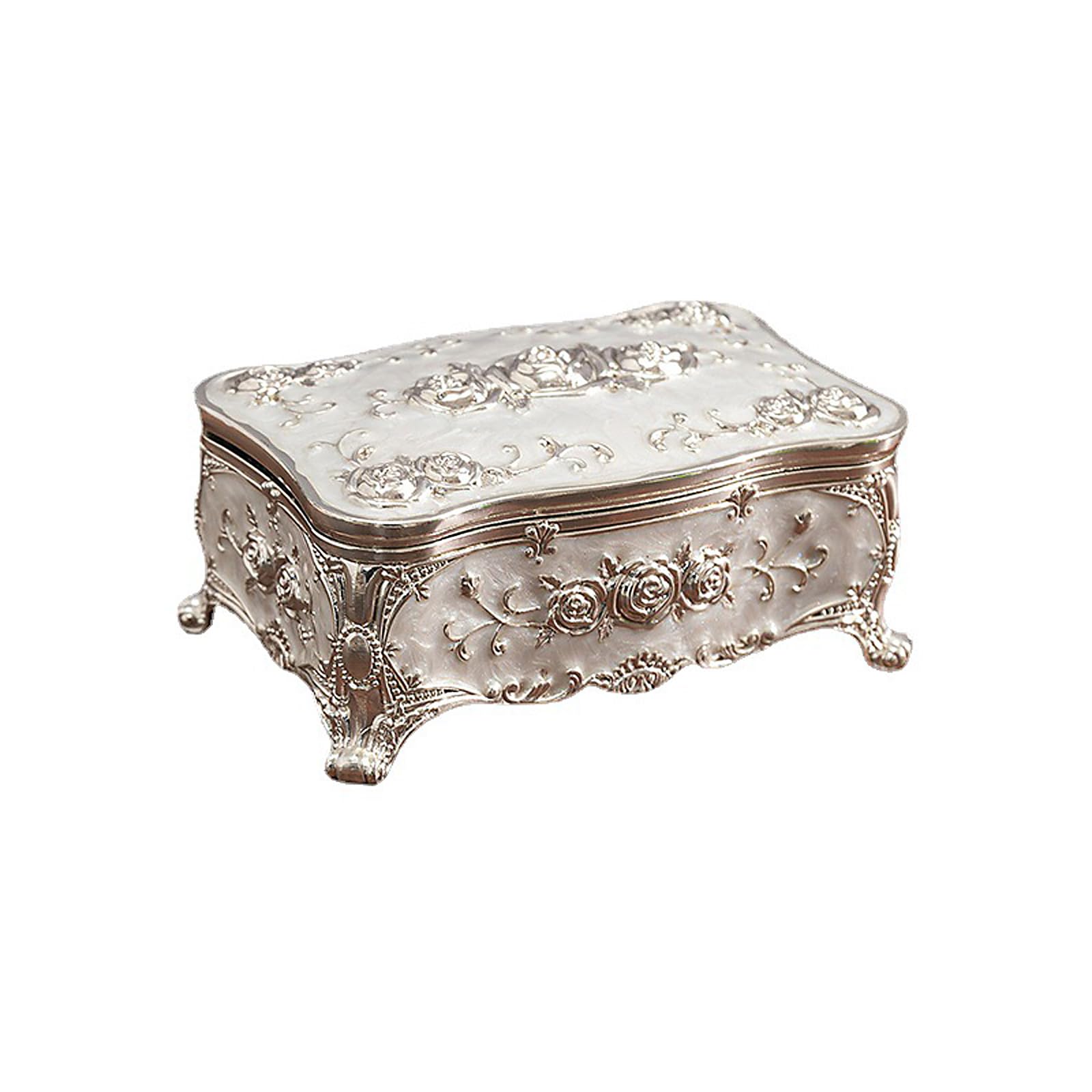 PANGBOER Antique Kirsite Trinket Display Case Featuring Secure Closure and Ornate Patterns Antique Jewelry Holder