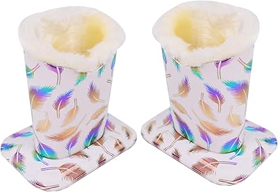 Baitaihem Pack of 2 Plush Lined Eyeglasses Holder Stand Protective Glasses Case For Desks Or Nightstands Feather(White)