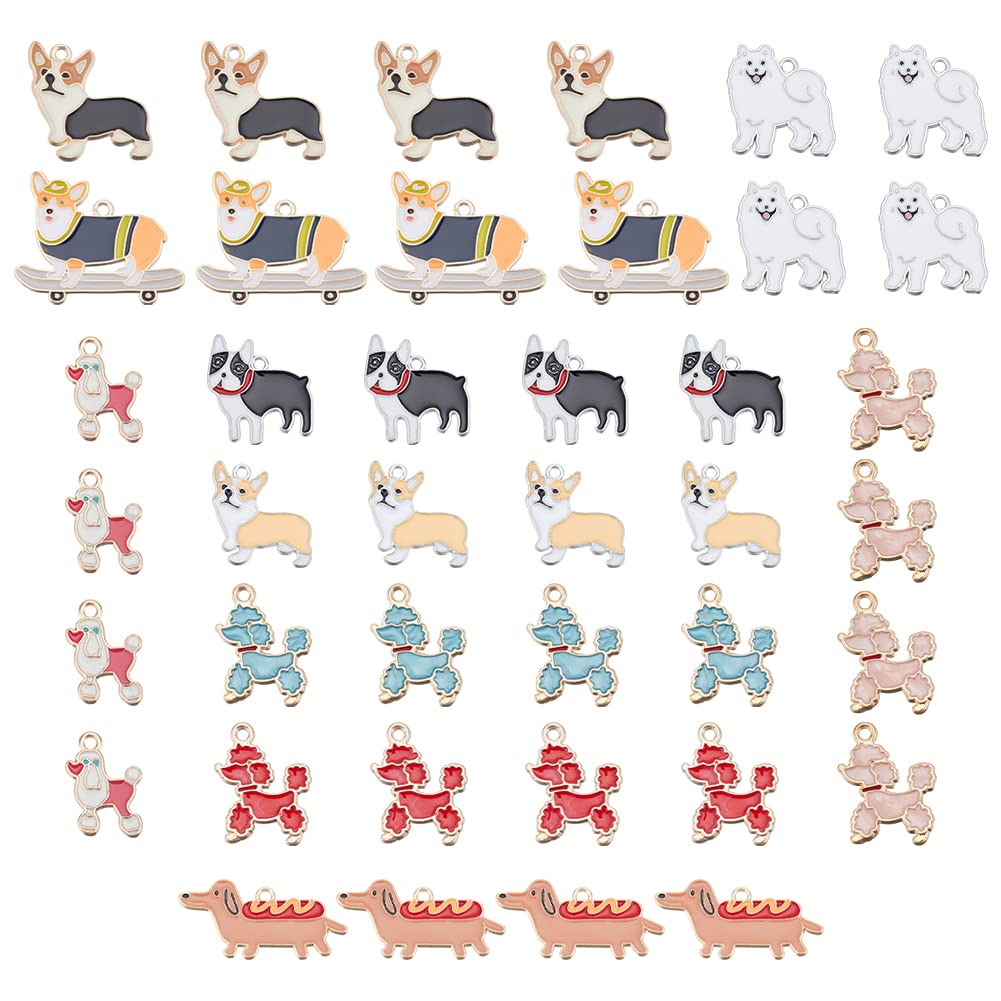 Amazon | PH PandaHall 40個 犬のチャーム 10種 エナメル ペンダント