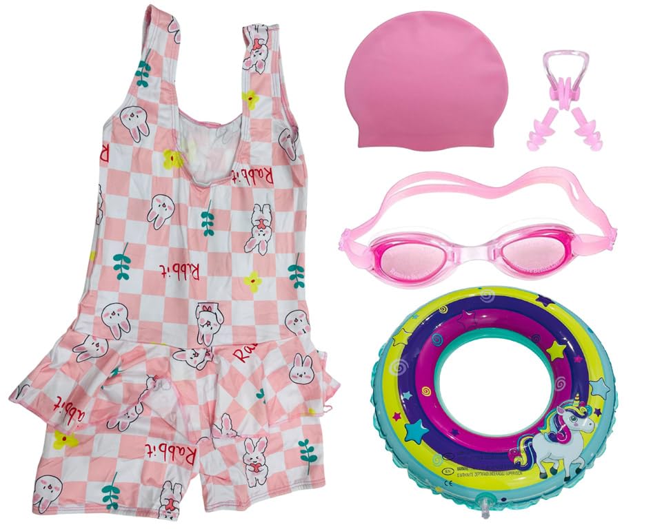 | Swimming Kit for Girls (Age 6-8 Years) with 1 Swimming Sleeveless Frock with 1 Anti Fog Swimming Goggles, Swimming Cap, 1 Nose Clip, 2 Ear Plugs, 1 Swimming Ring (Tube) for Girls | SC84-image-21
