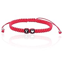 Vista 20 de Initial Bracelets for Women Teen Girls, Initial A-Z Heart Letter Charm Bracelets Handmade Adjustable Rope Bracelets for Mother's Day Graduation Black