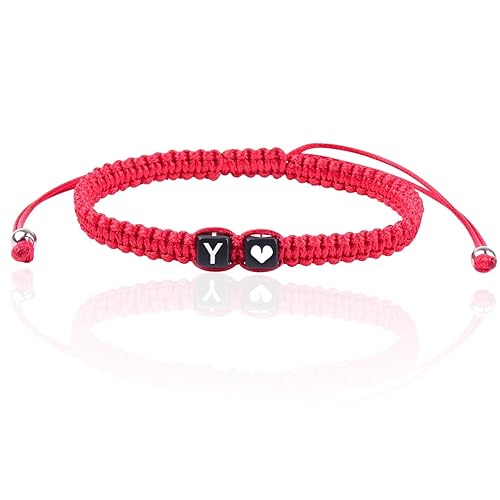 Miniatura 20 de Initial Bracelets for Women Teen Girls, Initial A-Z Heart Letter Charm Bracelets Handmade Adjustable Rope Bracelets for Mother's Day Graduation Black