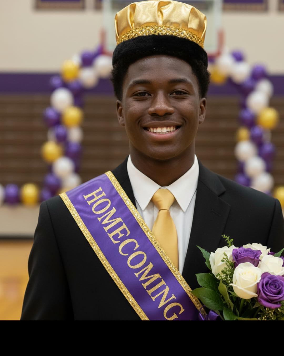 Anderson's Royal Metallic Crown, Sequin Braided Band, Faux Fur Trim, Keepsake for Prom Coronation, Homecoming, Special Events