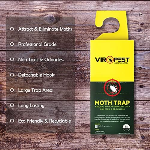 Moth Traps (4 Pack) for CLOTHES, CARPETS, WARDROBES & DRAWERS. Irresistible sticky pheromone glue board attracts and kills CLOTHES and CARPET MOTHS | Non-Toxic, Odour-Free, Safe for Children & Pets