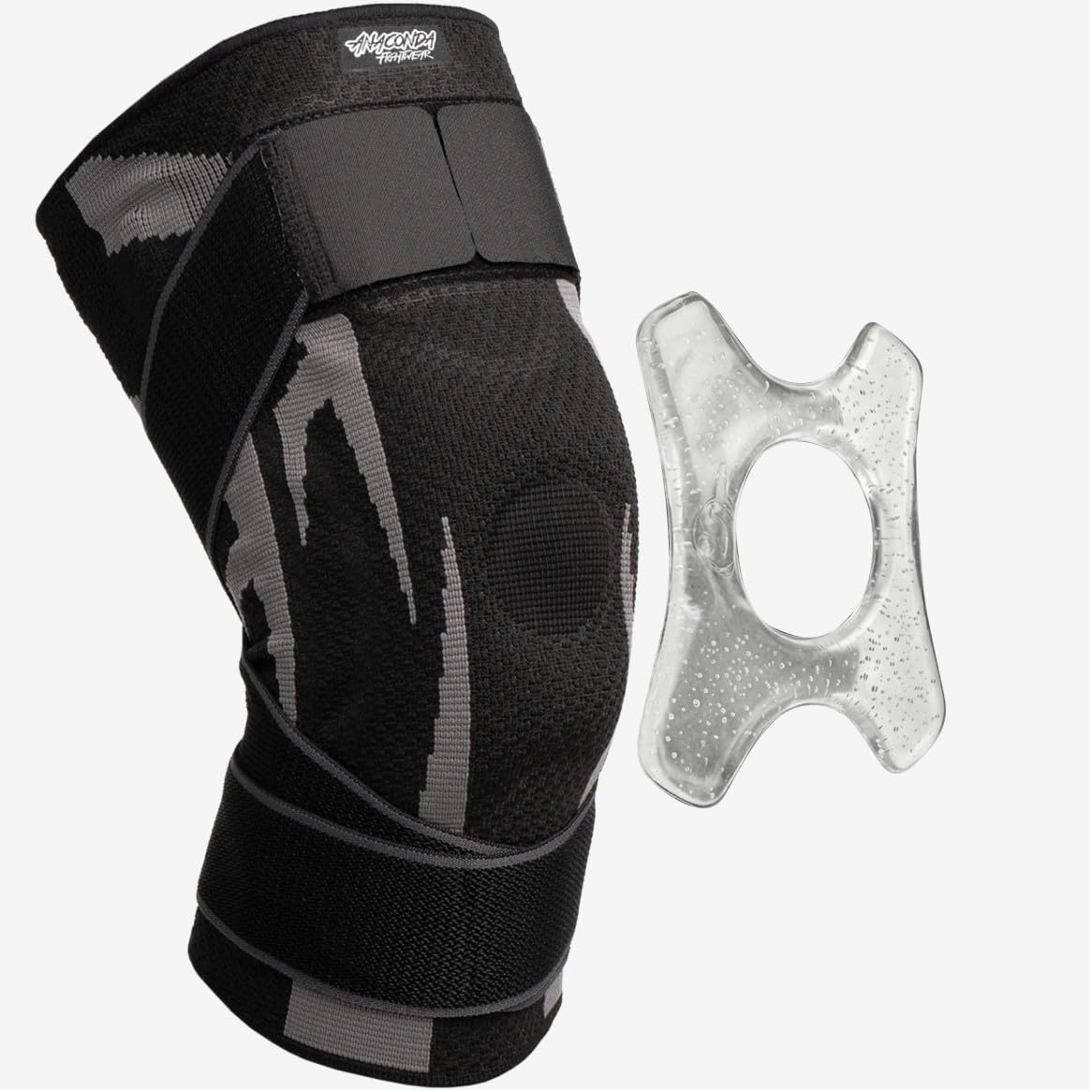 Anaconda Fightwear - Rodillera estabilizadora - Manga de soporte de compresión con estabilizadores de resorte para absorción de impactos y salud de las articulaciones - Se adapta a la pierna izquierda