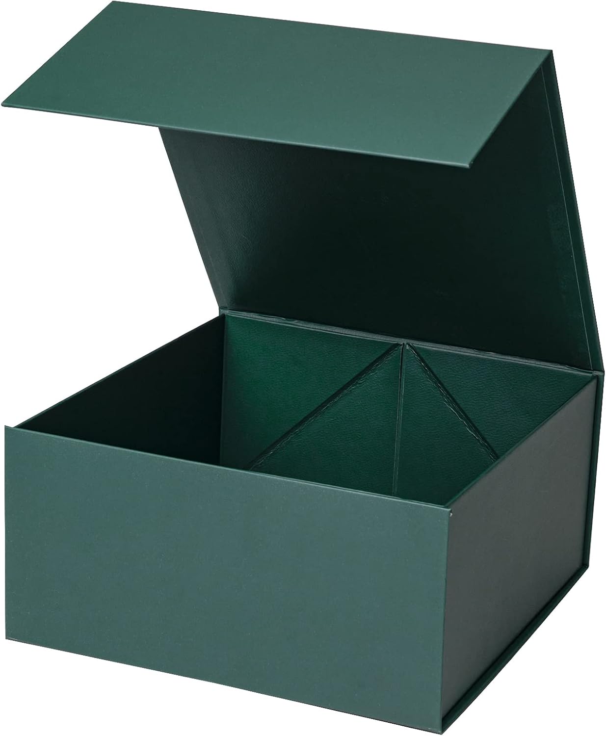 WRAPAHOLIC 1 Pcs 8x8x4 Inches Forest Green Gift Box with lids - Collapsible Gift Box with Magnetic Closure and 2 Pcs White Tissue Paper, Perfect for Birthday, Party, Holiday, Wedding, Graduation