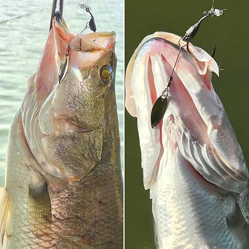 Miniatura 8 de XFISHMAN Underspin-Jig-Heads-Swimbait-Hooks-with-Spinner Blades - Ganchos de pesca con peso, paquete de 6