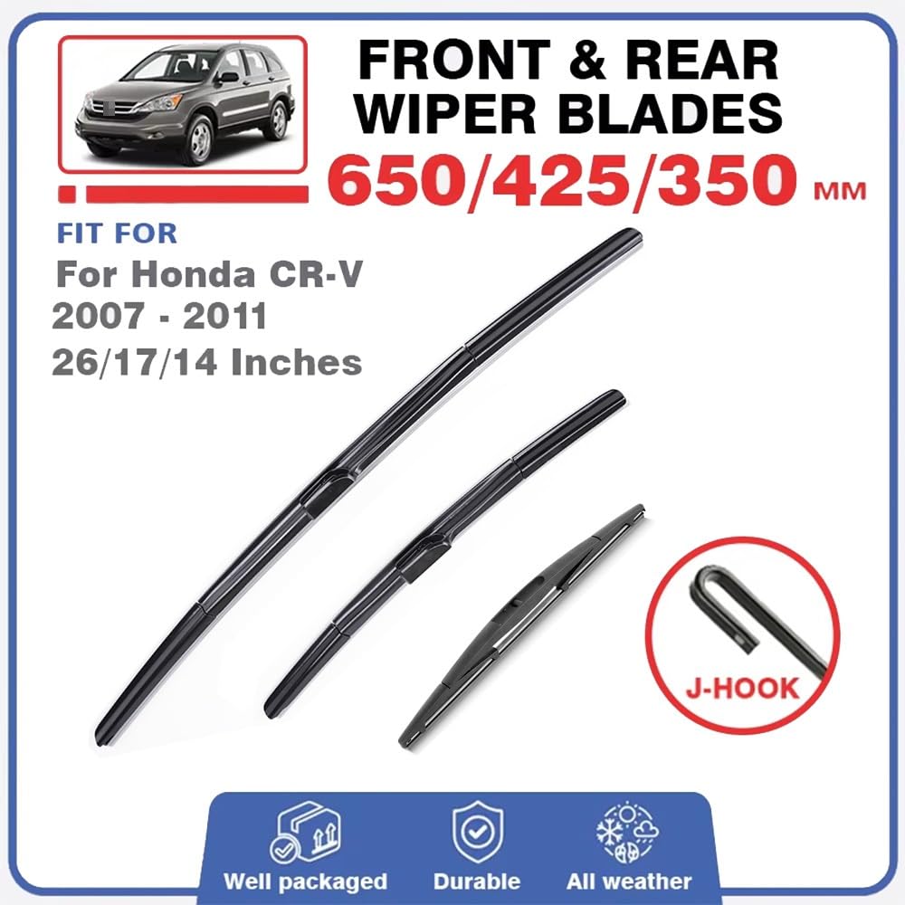 3 szt. Zestaw wycieraczek przednich i tylnych wycieraczek LHD kompatybilny z Honda CR-V CRV 2007-2011 MK3 szyba przednia okno 26 "+ 17" + 14"