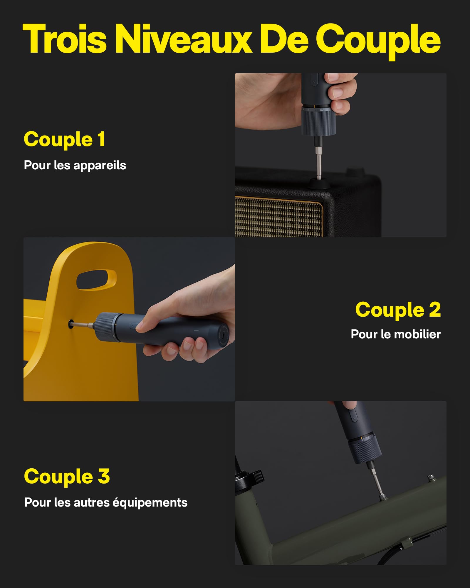 HOTO Visseuse sans Fil 3,6V, Tournevis Electrique 4N.m, 12 Embouts en Acier S2, Conception Tout-en-un, Charge Type C, Lumière LED sans Ombre, 3 Réglages du Couple, Batterie 1500 mAh