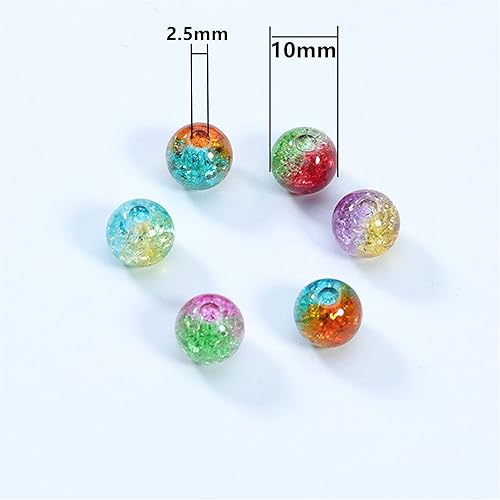 Miniatura 6 de 200 cuentas redondas de cristal acrílico de colores para hacer joyas, pulseras, aretes, collares, llaveros para adultos, cuentas, proyectos de