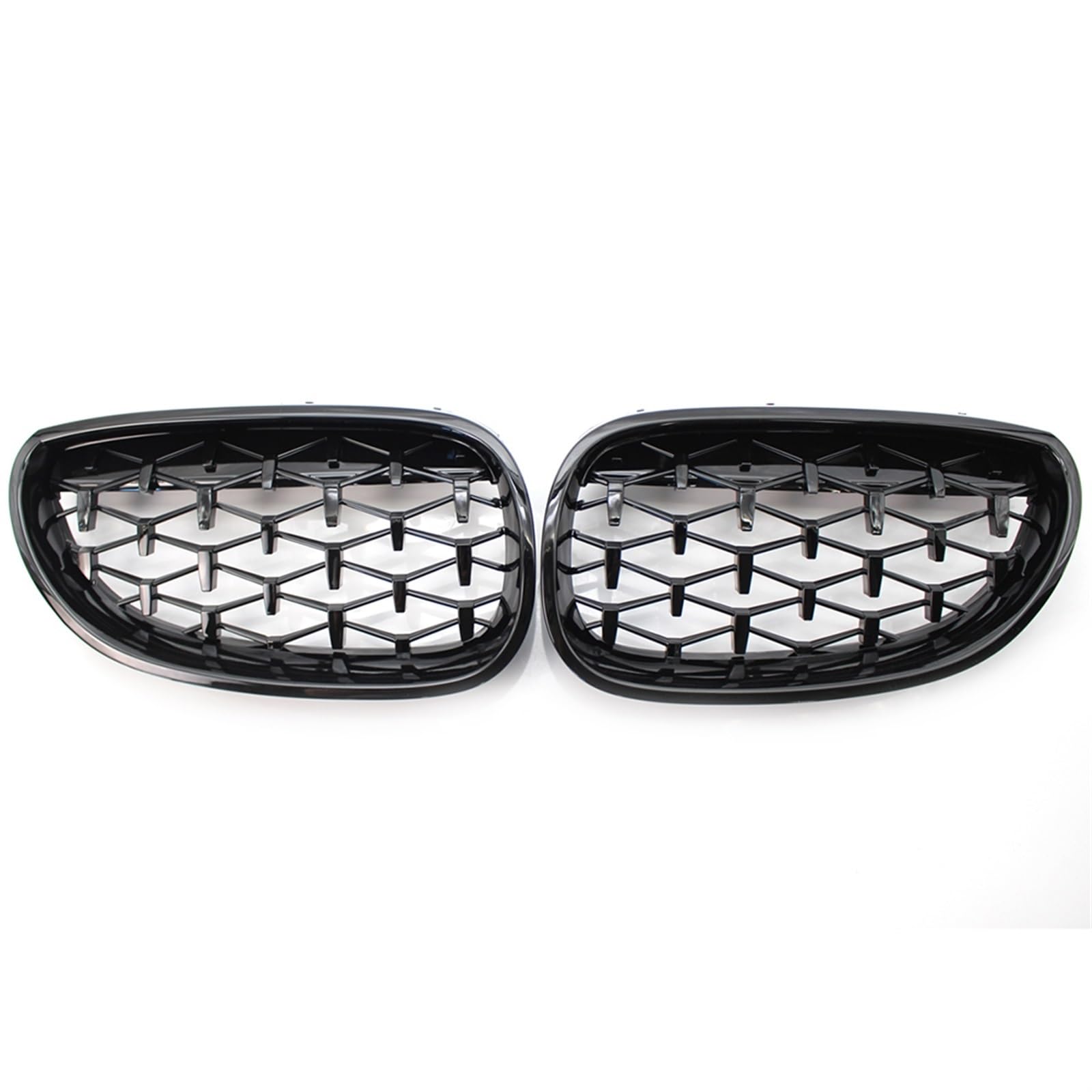 Calandre avant pour BMW E60 série 5 2003-2009 grille d'aération noir brillant style diamant - 7