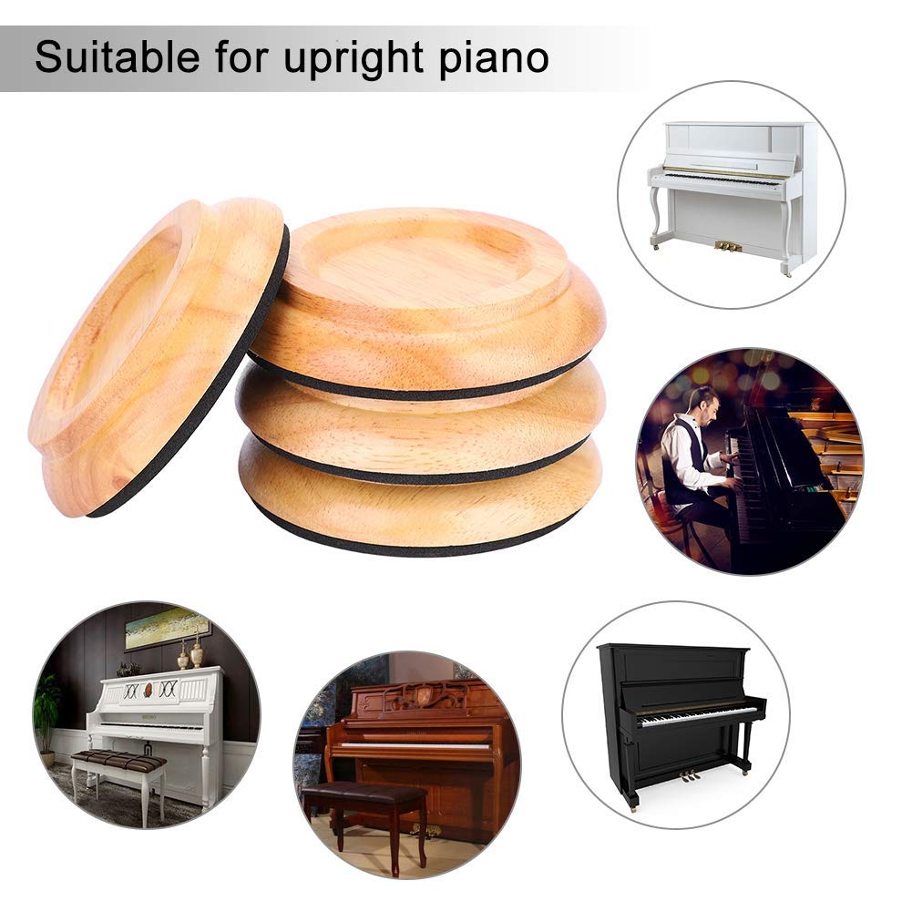 Aramox Piano Foot Set of 4 Fagus Support Leg Accessories for Vertically Oriented Piano, Round Frame Beech Wood