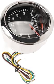Boat GPS Speedometer Gauge,GPS Speedometer 0 to 160MPH With Tachometer 0-8000RPM DC9 to 32V IP67 Waterproof Red Backlight Accurate for Boat ATV (Black Dial Silver Bezel)