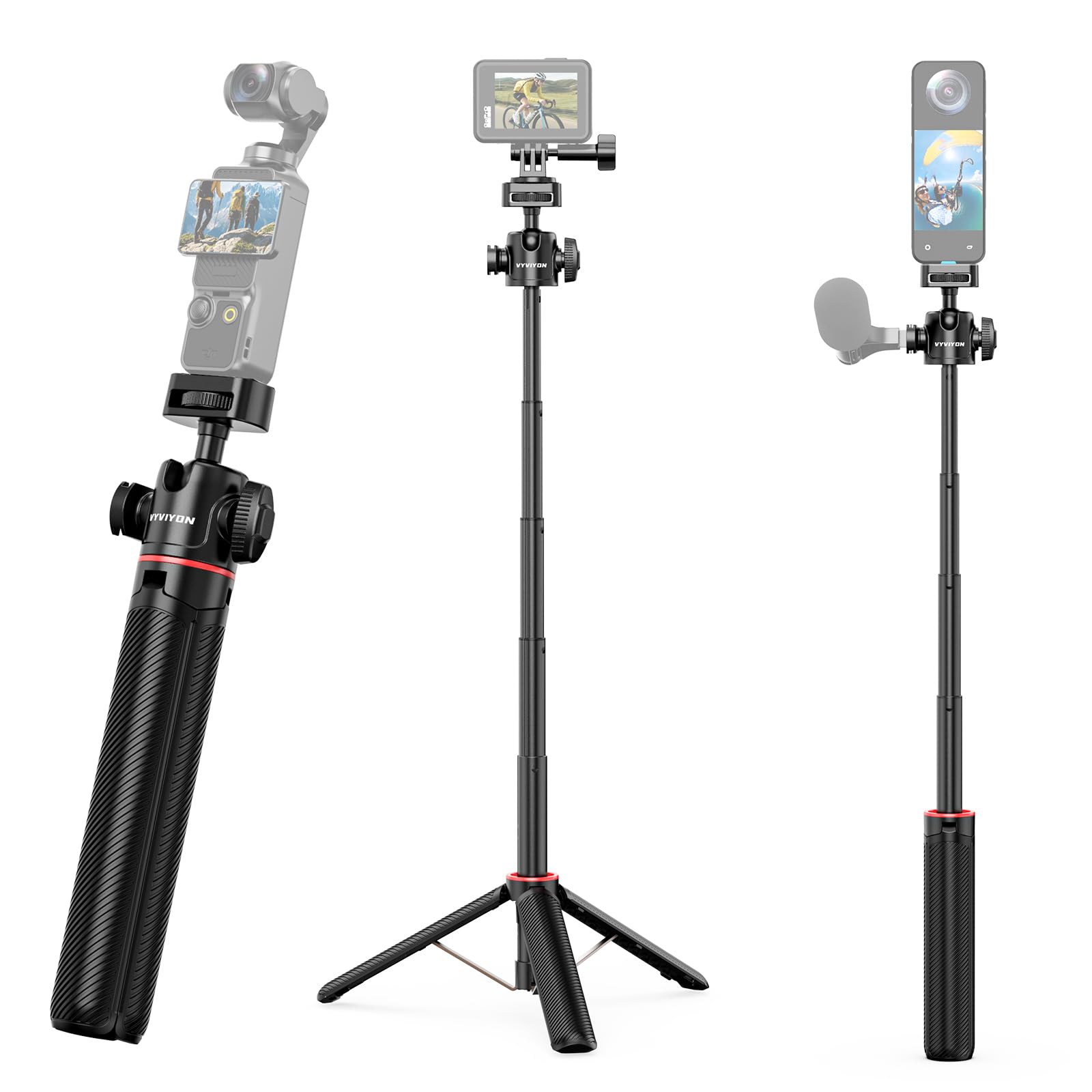 VYVIYON 360° Ball Head Portable Tripod Extendable Mini Tripod Selfie Stick