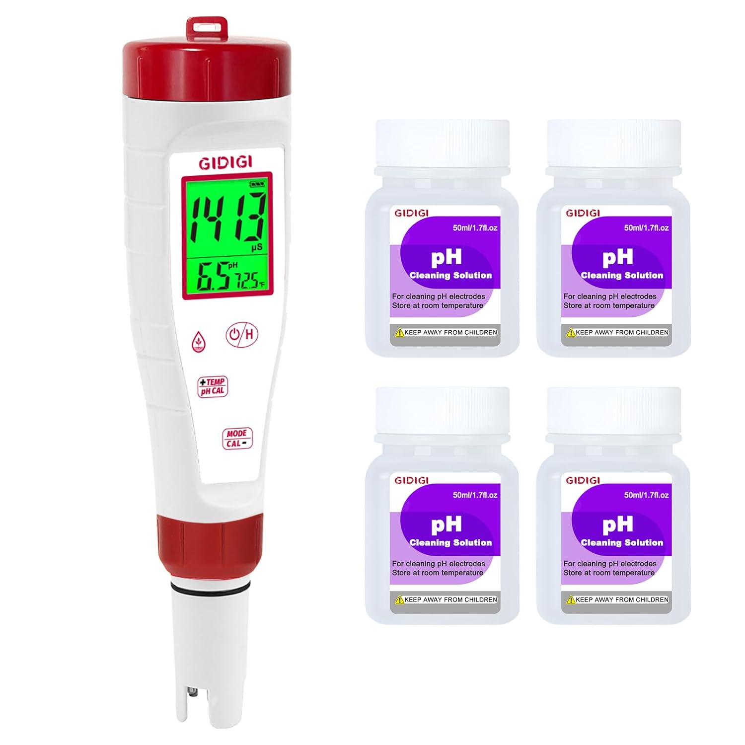 pH Tester,Digital pH Meter for Water,New Version TDS Meter for Drinking Water with Backlit Simultaneously Display 4 in 1 TDS pH EC Meter for Water Hydroponic Nutrient Solution,Pool,Home Use